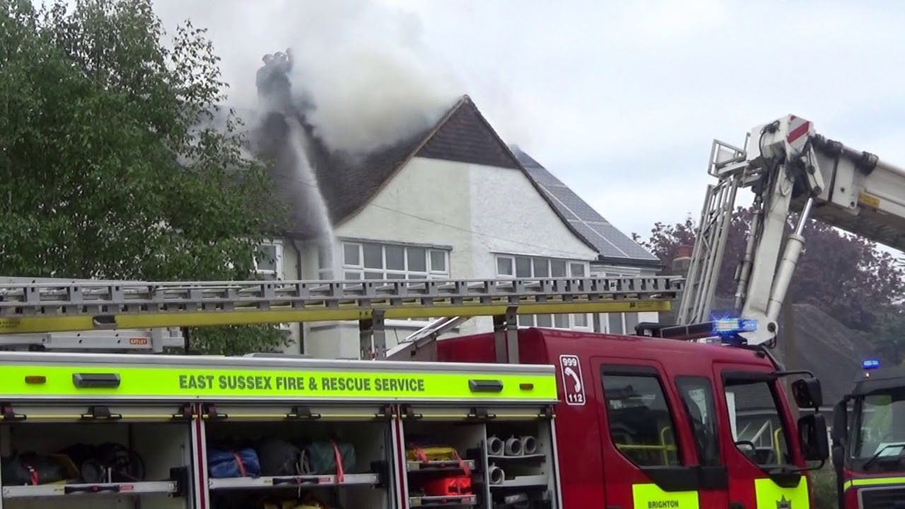 East Sussex Fire and Rescue Service Firefighters at the scene of a ...