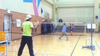 Badminton lesson 20150403(FRI) - smash / backhand drive / backhand push 1