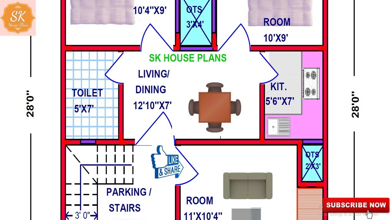 Model 2 22x28 House 1 Bedroom 1 Bath PDF Floor Plan 616 sq ft 