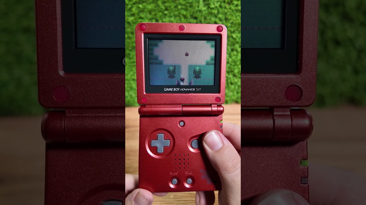 GameBoy Advance SP and Pokemon Ash Gray VS Dry Ice