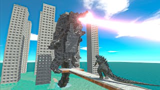 Godzilla Breath Destroys Buildings - Animal Revolt Battle Simulator