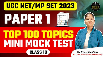 UGC NET Dec 2023/MP SET 2023 | Paper-1 Top100 Topics | Mini Mock Test | Commerce Spotlight