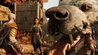 God of War Ragnarok - Kratos Travels to Jotunheim,Talks to Angrboda and Pets Fenrir+How to get there