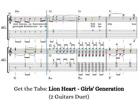 Lion Heart (2 Guitars Duet Musical Notes Tabs Chords Sheet Music + Audio) - Girls' Generation