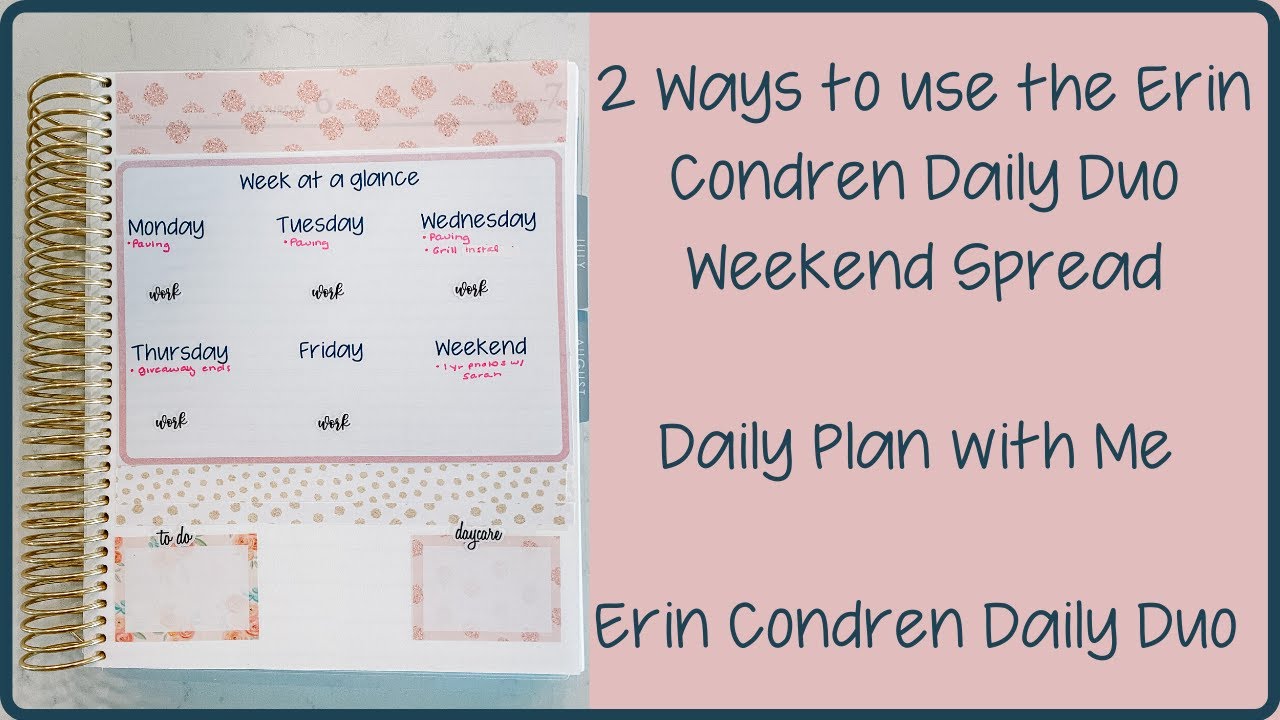 2 WAYS TO USE THE ERIN CONDREN DAILY DUO WEEKEND SPREAD | JUNE 7, 2020 ...