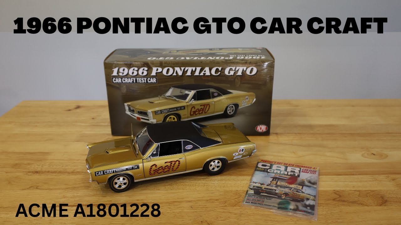 ACME 1966 Pontiac GTO Car Craft Test Car Gold A1801228 at California Car Cover