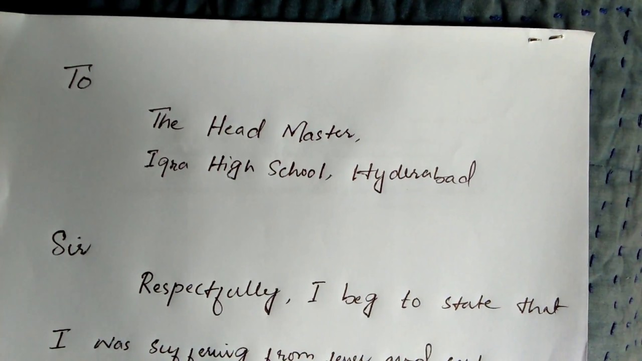 leave application letter to headmaster