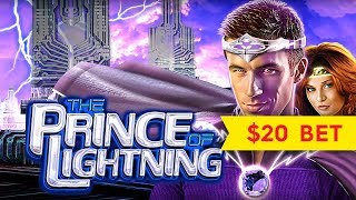 Prince Lightning Slot - $20 Max Bet - HIGH LIMIT BONUS, NICE!