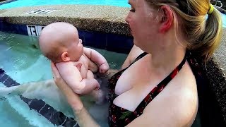 Baby Brother's First Time in the Swimming Pool