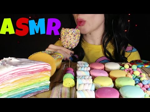 RENGARENK GÖKKUŞAĞI YİYECEKLER ASMR | Krep Pasta (crepe cake), Donut, Makaron | Asmr Türkçe