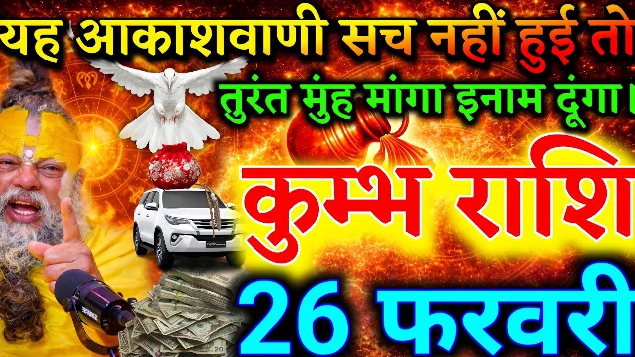 कुम्भ राशि 26 फरवरी ⚠️ आकाशवाणी सच हुई तो धन, गाड़ी मकान मिलेगा! 💰 करोड़पति बनोगे बड़ी सफलता?