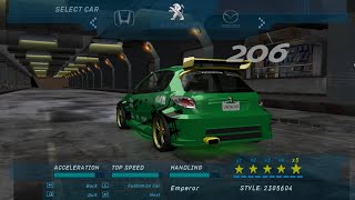 NFS Underground Definititve Edition | Peugeot 206 | Customization and Gameplay