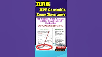 RRB RAILWAY RPF CONSTABLE SI EXAM DATE 2024 | RPF CONSTABLE SI ADMIT CARD 2024 |#rpfconstable2024