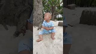 My 9 month baby happy playing sand / sand sensory play #9monthsold #sand #babyshorts  #outdoors