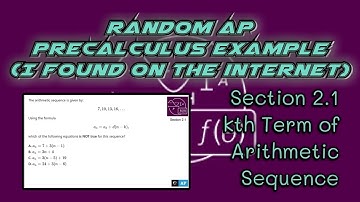 AP Precalculus Section 2.1 Example: Find an Equation for the kth Term of an Arithmetic Sequence