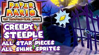 Creepy Steeple All Star Pieces & Shine Sprites, Collectibles 100% Paper Mario The Thousand Year Door