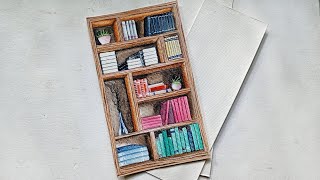 A simple watercolour drawing.Bookshelf art with watercolour.