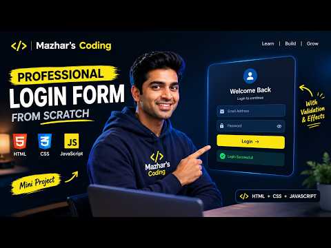 Build a Professional Login Form with HTML CSS & JavaScript | Mini Project From Scratch#mazharscoding