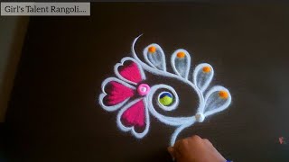 Simple Small creative rangoli design❤️🧡छोटीशी सुंदर सोपी कोलम रांगोळी🧡💜@GirlsTalent screenshot 3