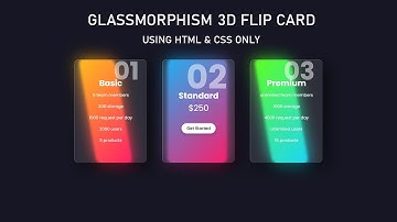 Glassmorphism 3D Flip card Hover Effect Using HTML CSS | Glassmorphism Effects