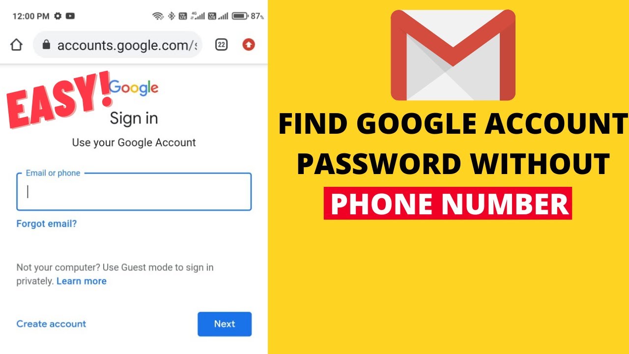 How to Find Google Account Password Without Phone Number - YouTube