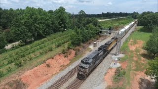 A Short Rack Train at Yonah and a Short Stack at Wells Under Clouds