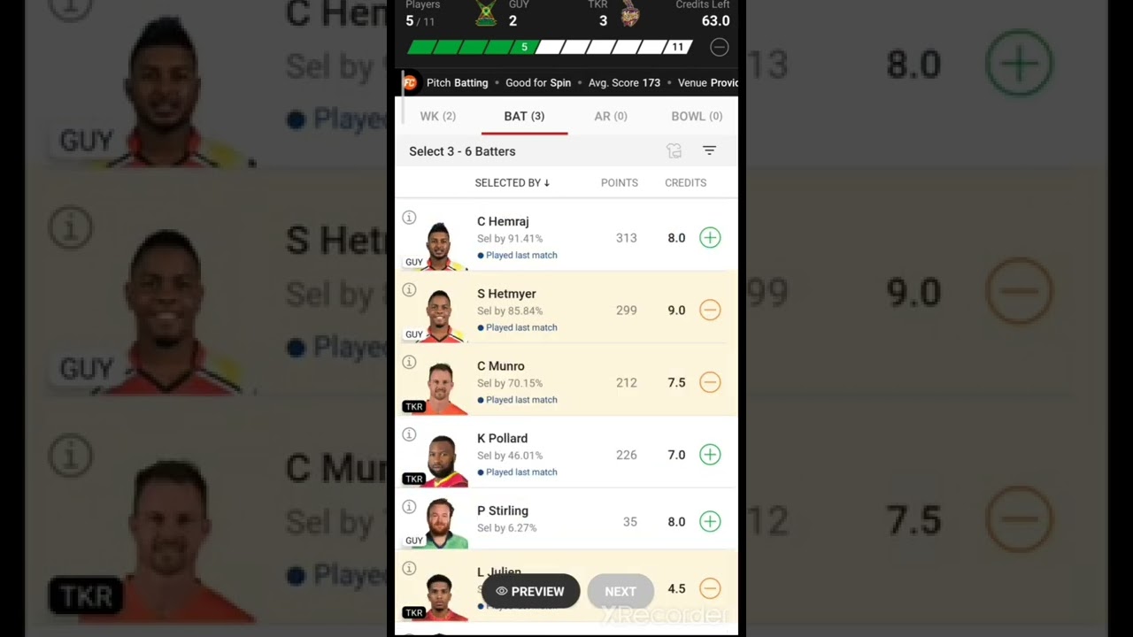 GUY VS TKR DREAM 11 TEAM /25/9/2022