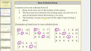 Row Echelon Form, Pivot Positions, Basic And Free Variables