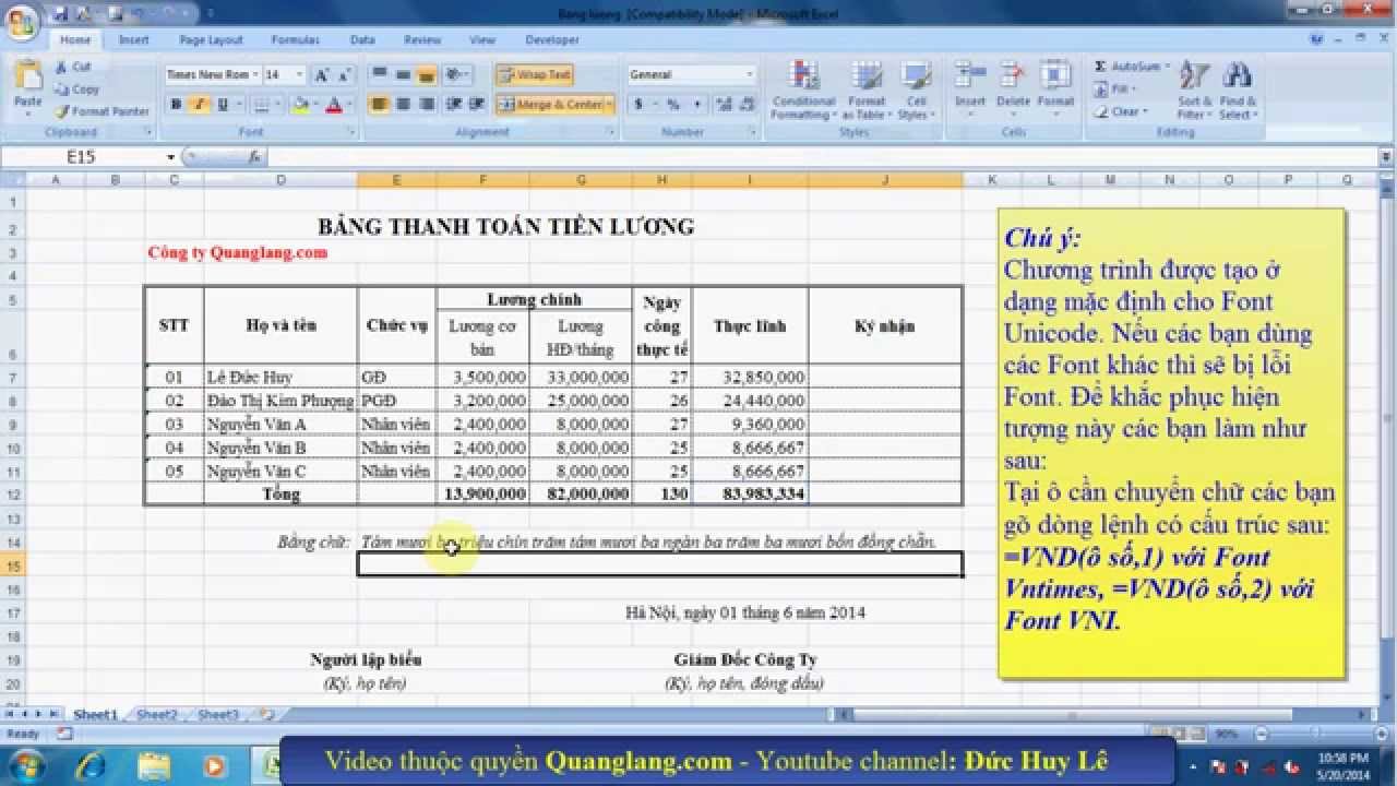 Cách chuyển số thành chữ trong Excel 2003, 2007, 2010, 2013