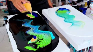 ความโกลาหลสร้างภาพวาดนี้ - เทอร์ควอยซ์และสีทองพร้อมสาดมะนาว! - จิตรกรรมสีอะครีลิค