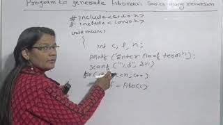 C Program to generate fibonacci series using recursion in Hindi Lec-45|C Programming Tutorial  Hindi