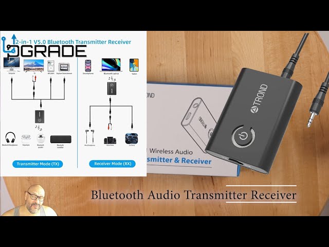 Bluetooth Transmitter Receiver, TROND Bluetooth Adapter for TV/PC, Wireless Bluetooth  Transmitter for Speakers and Home Stereo, AptX Low Latency for Both TX and  RX, Pair with 2 Devices Simultaneously 