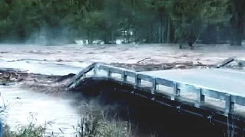 Kinser Bridge Collapses into Nolichucky River Amid Flooding from Hurricane Helene in Tennessee
