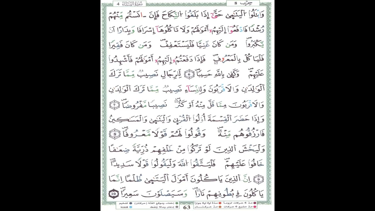 ⁣061 مصحف عبد الله المحمدي رواية ورش مكتوب مقسم اثمان ثمن رقم   HEZB  085