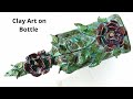 Clay art on Bottle | Bottle crafts | Bottle Decoration ideas | Clay flowers | Sikha Crafts