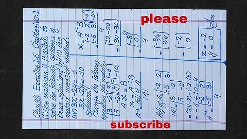 Question (iv)3x-2y=-6,5x-2y=-10 of exercise 1.6 solved by matrix inversion method/irFaN paintings