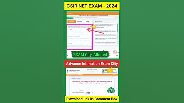 csir net city intimation | csir net exam city allotted | csir exam city | Download Link | csir net |