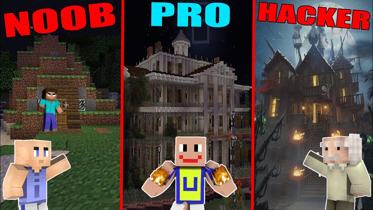 MINECRAFT: NOOB VS PRO VS HACKER - RUMAH HANTU - YouTube