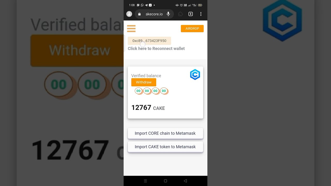 Cake Core withdraw 🤑 12000 cake coin withdraw Done ✅