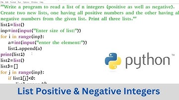 Python Program to Separate Positive and Negative Numbers from a List - CSE GYAN Tutorials