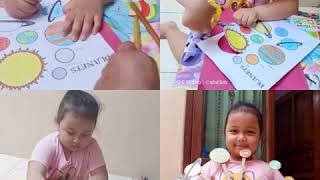 Mengenal planet²... #tema alam semesta #mewarnai, menggunting, menempel, planet² sesuai urutannya