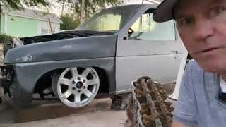 Boring out Nissan Titan wheels for the Nissan Hardbody