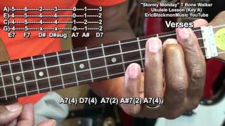 Video thumbnail of "How To Play STORMY MONDAY T-Bone Walker On Ukulele Blues @EricBlackmonGuitar"