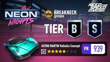 Neon Nights (UGR) Tier B to S with 5⭐ Aston Martin Valhalla Concept | Need For Speed: No Limits