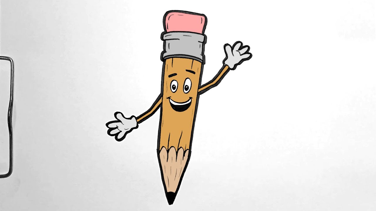 How to Draw CARTOON PENCIL Step by Step YouTube