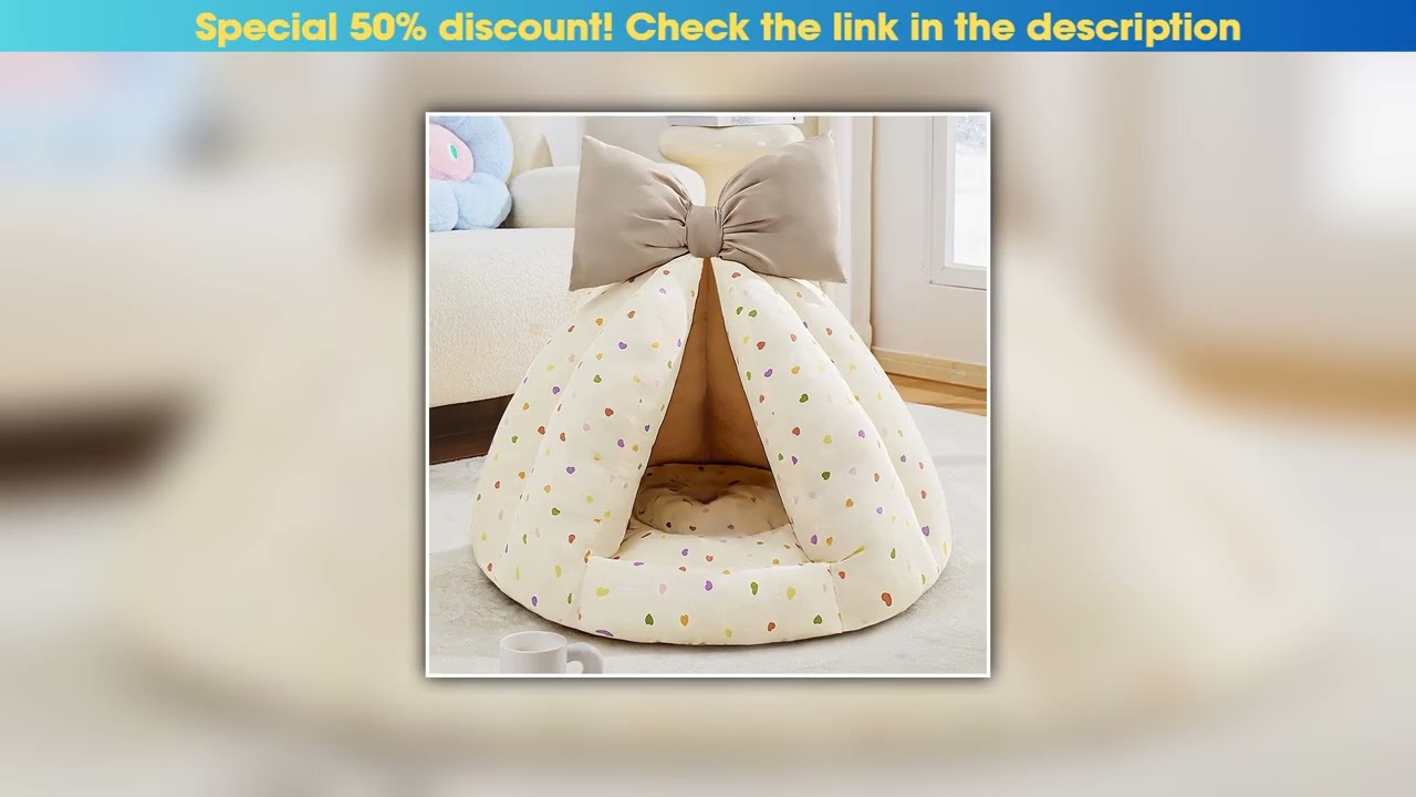 Must Buy Cute Cat Bed Enclosed All-Season Pet Bed for Cats Small Dogs Nest Soft Skin-Friendly Fabri