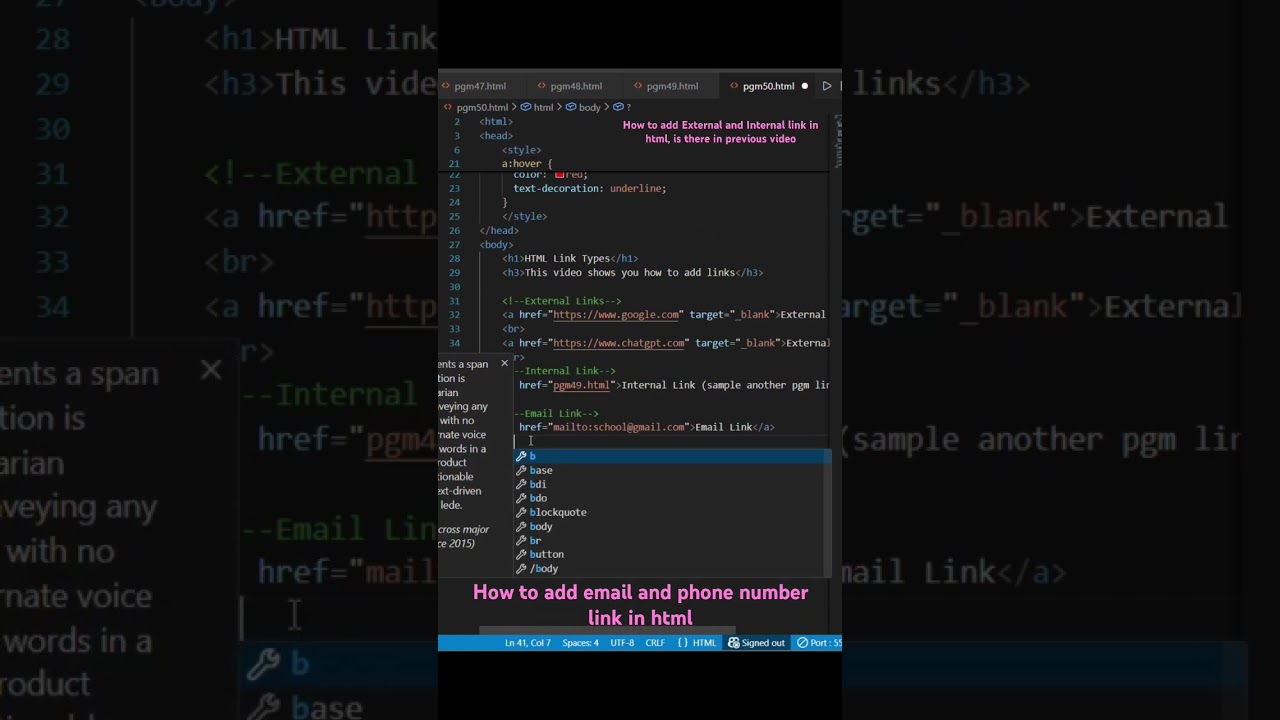 how to add links in html