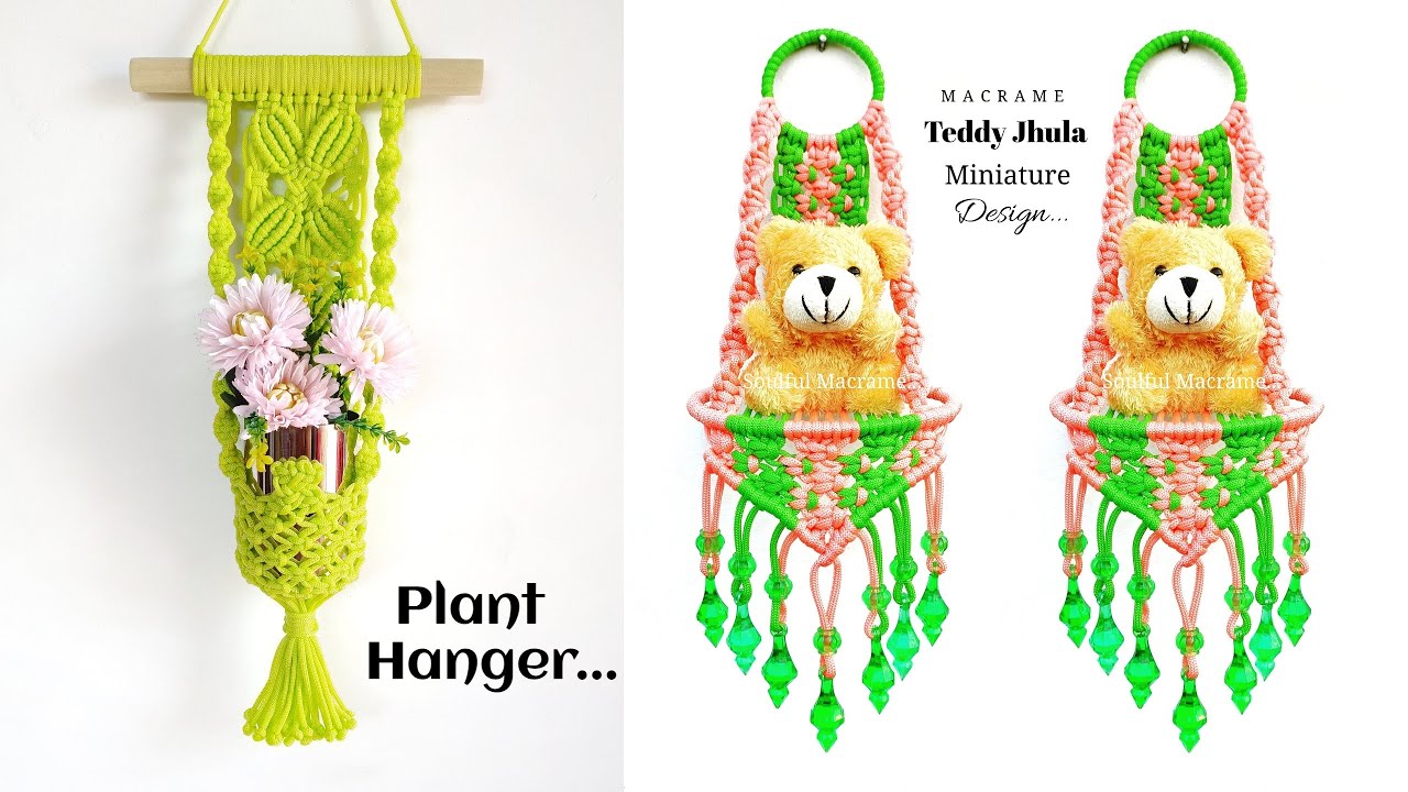 Macrame Wall Hanging Plant Hanger | Easy Macrame Hanging Teddy Jhula ...