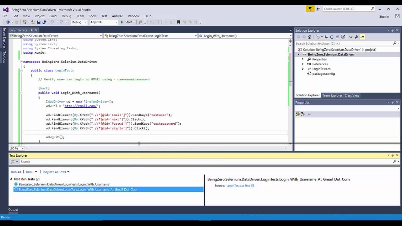 2 - Adding Positive Tests [SELENIUM-C#-DATA-DRIVEN] - YouTube