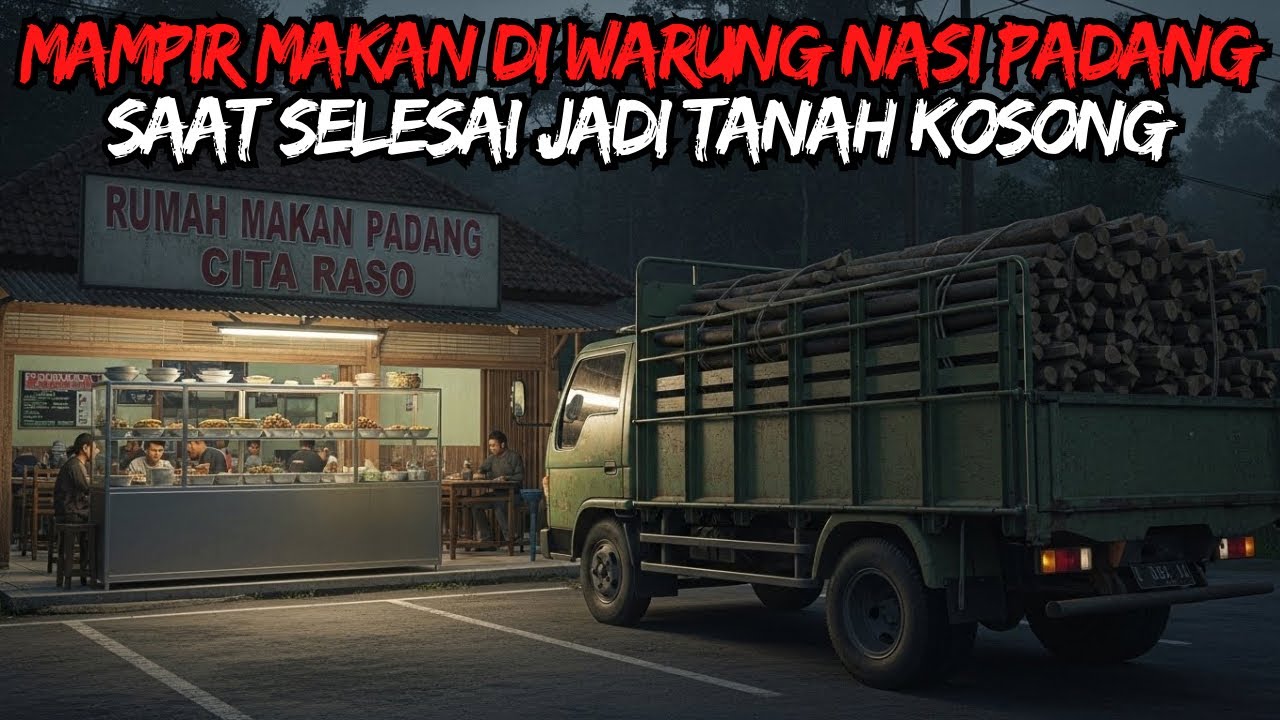 SOPIR TRUK MAMPIR MAKAN DI WARUNG NASI PADANG, SAAT SELESAI JADI TANAH KOSONG -ceritahoror